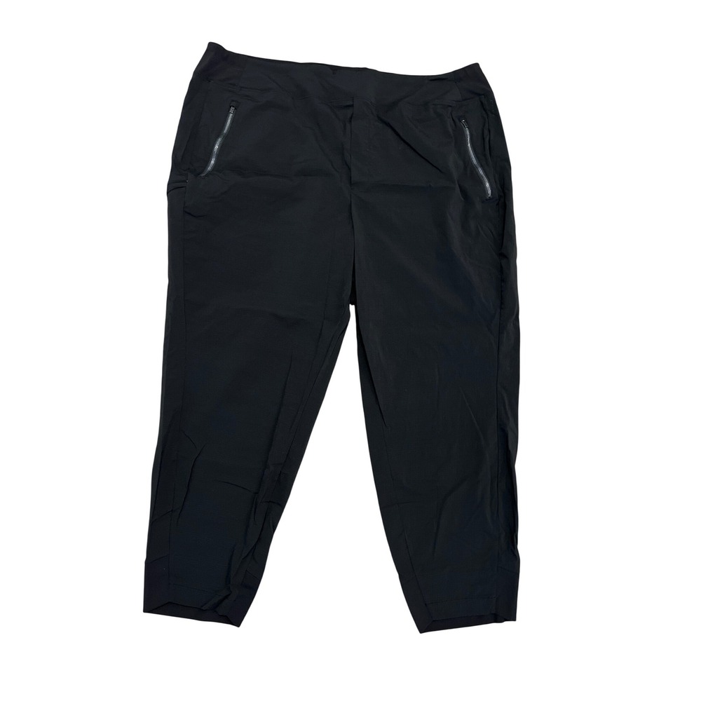 Athleta Trekkie North Crop Pants Black Hiking Travel Tapered Leg Womens 20